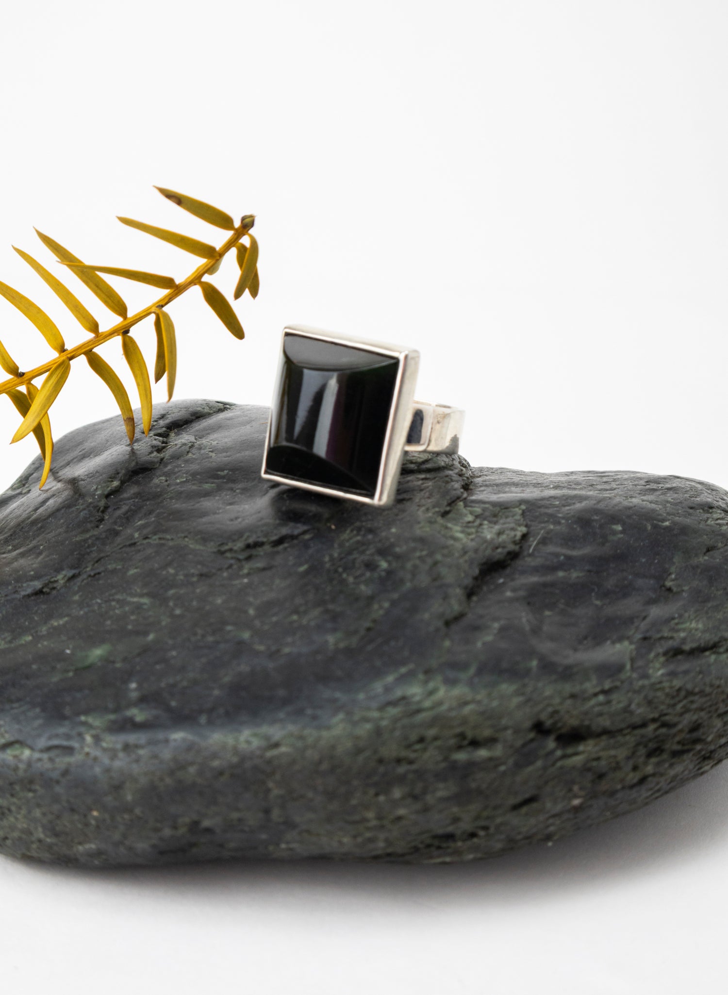 Pounamu and Silver Ring