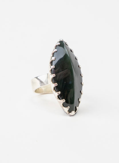 Pounamu and Silver Ring