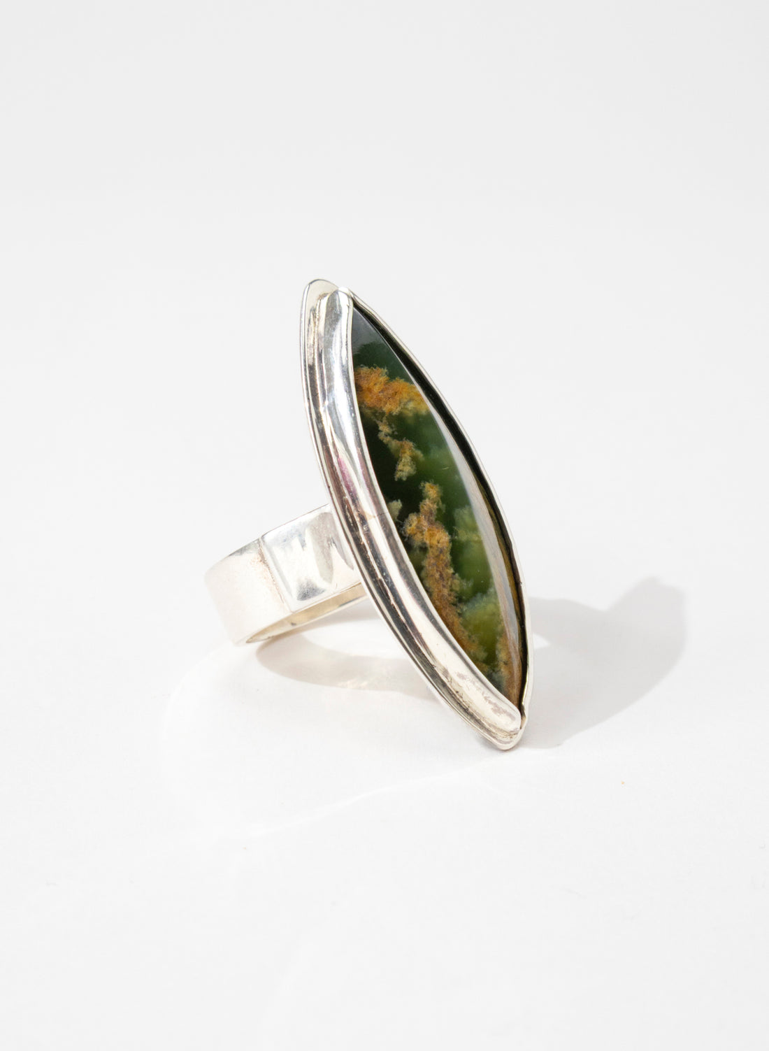 Pounamu and Silver Ring