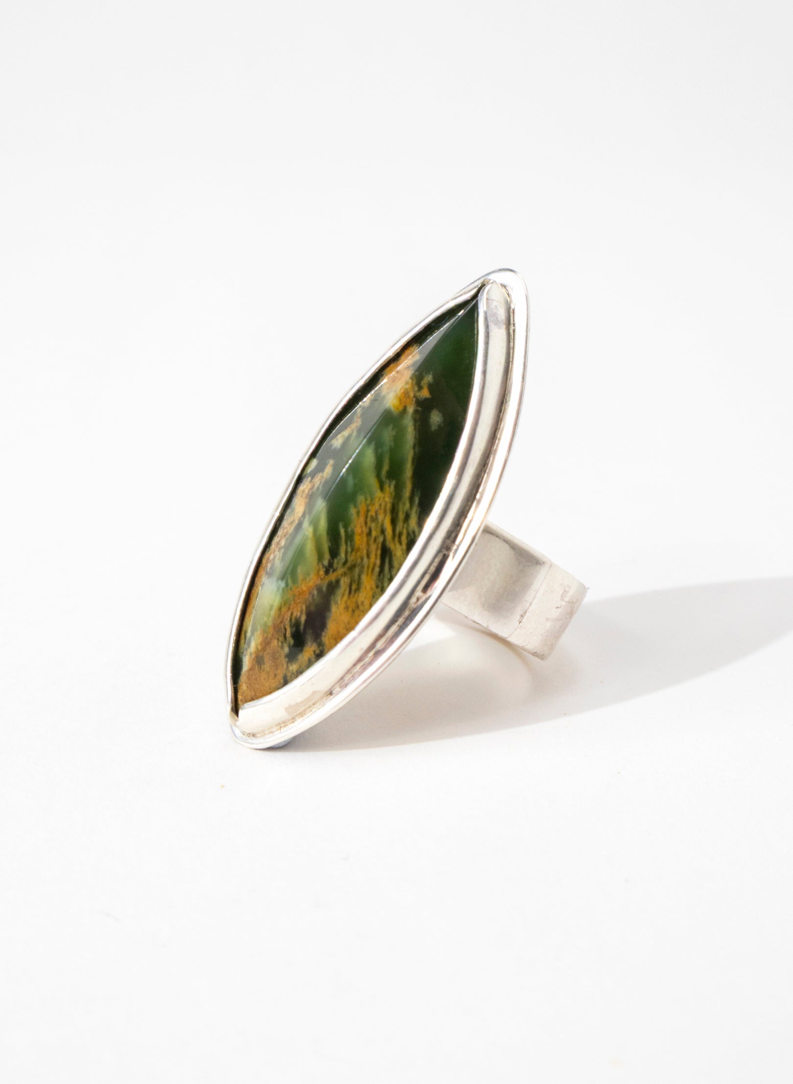 Pounamu and Silver Ring