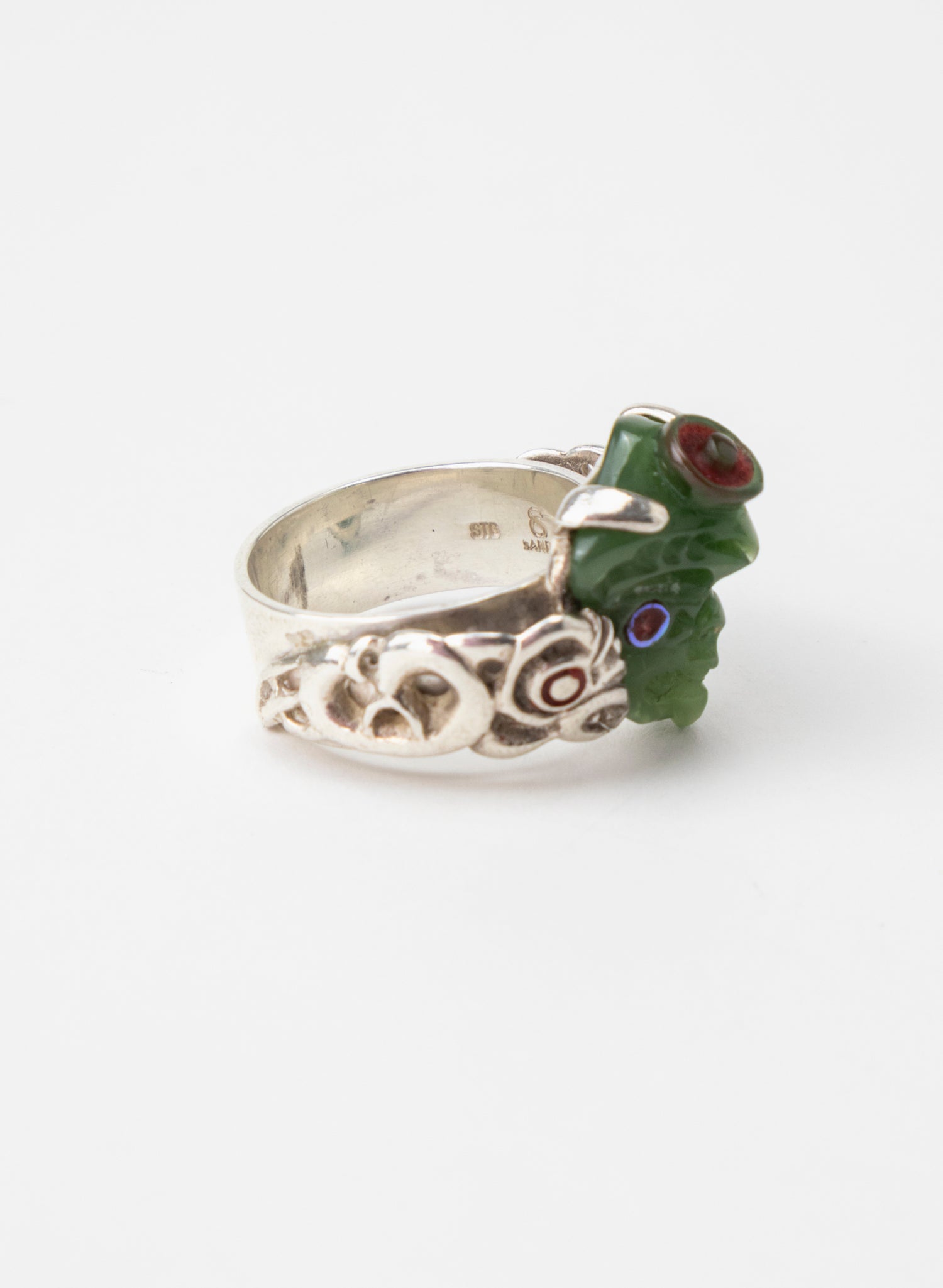 Pounamu and Silver Ring Wheku