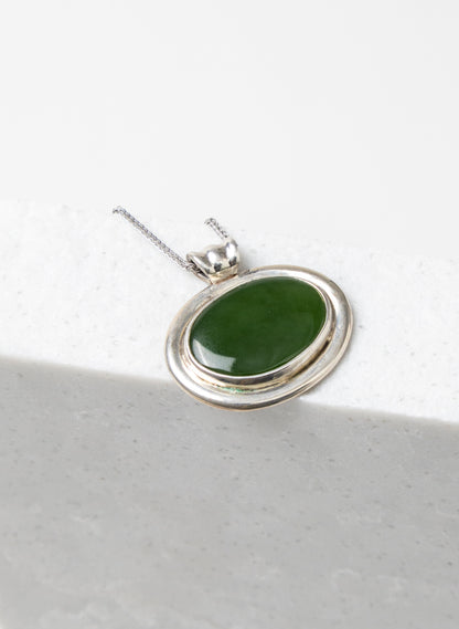 Hei Kaki Silver and Pounamu Pendant