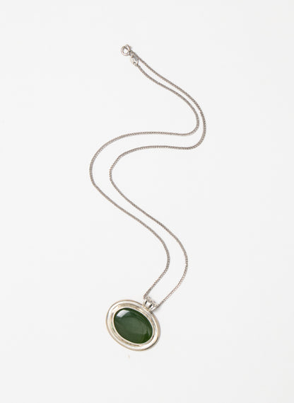 Hei Kaki Silver and Pounamu Pendant