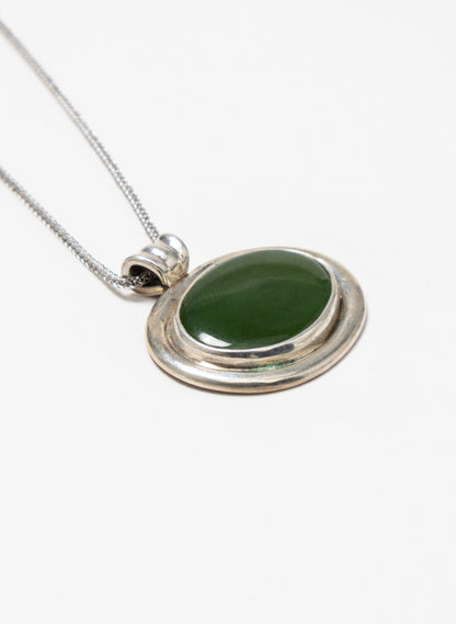 Hei Kaki Silver and Pounamu Pendant