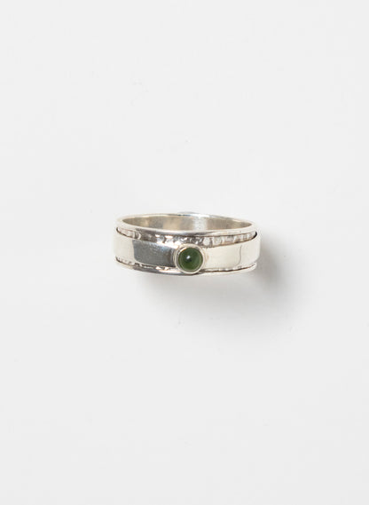 Pounamu and Silver Ring