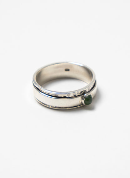 Pounamu and Silver Ring