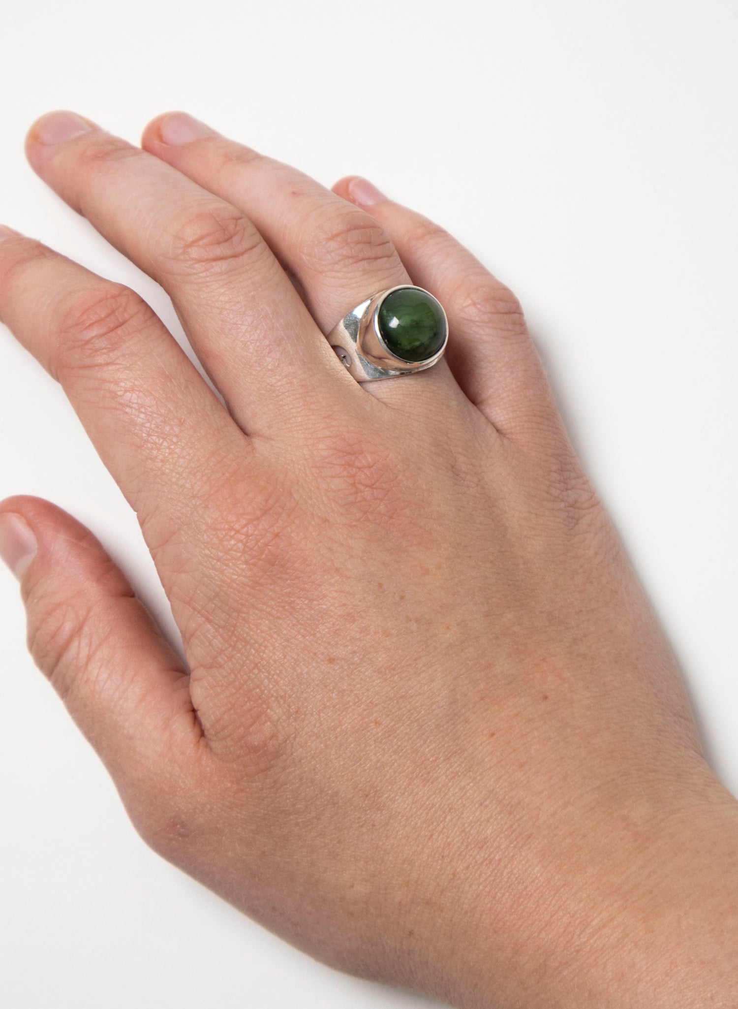 Pounamu and Silver Ring