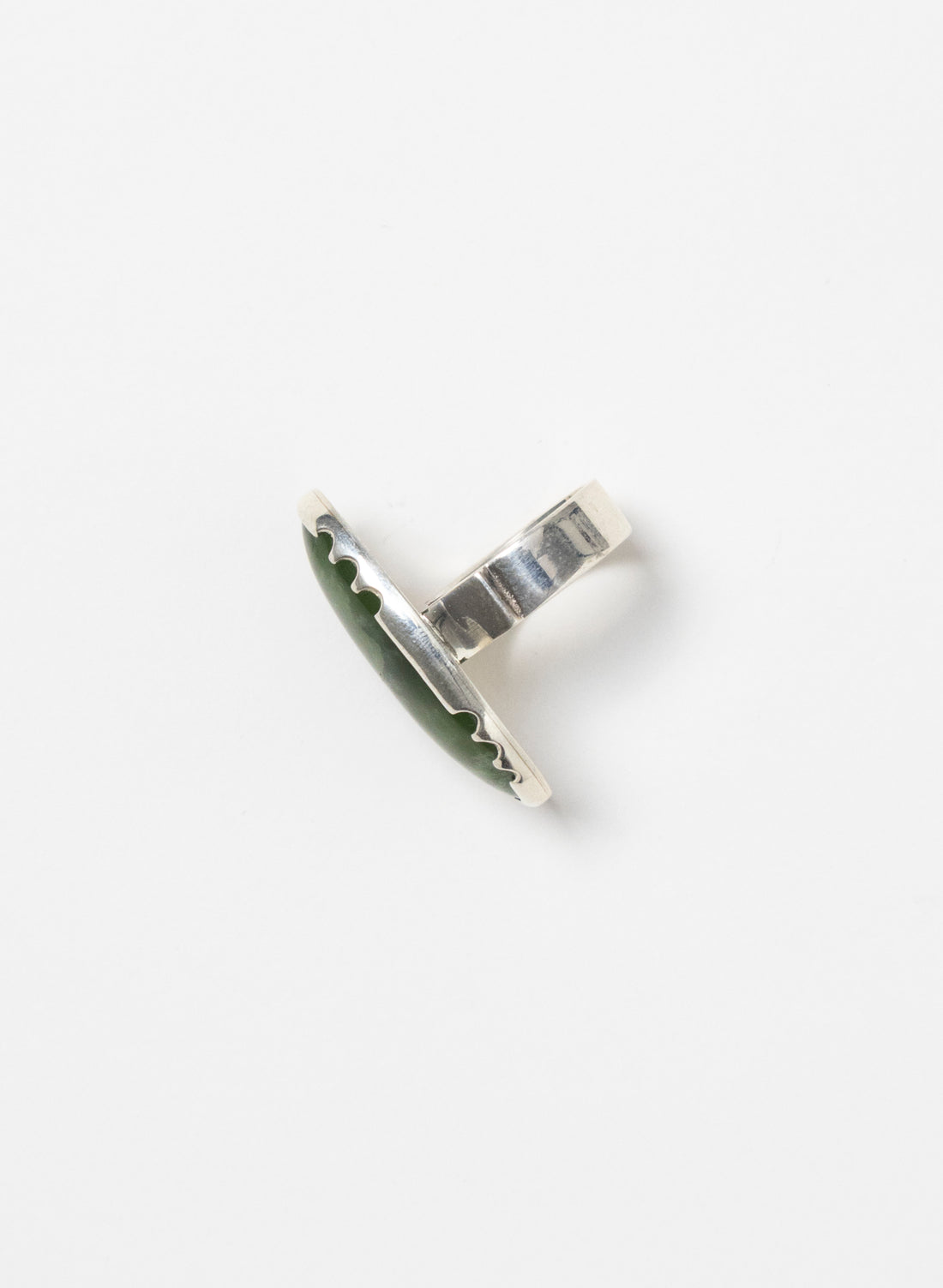Pounamu and Silver Ring
