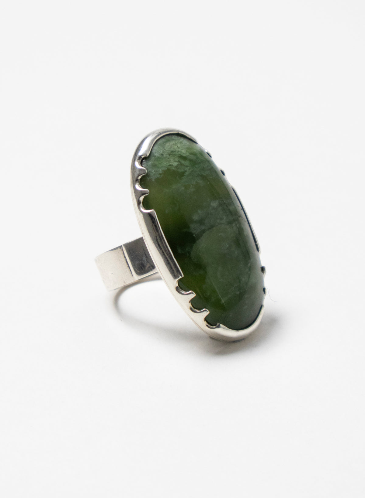 Pounamu and Silver Ring