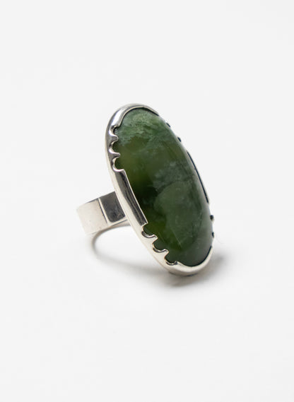 Pounamu and Silver Ring