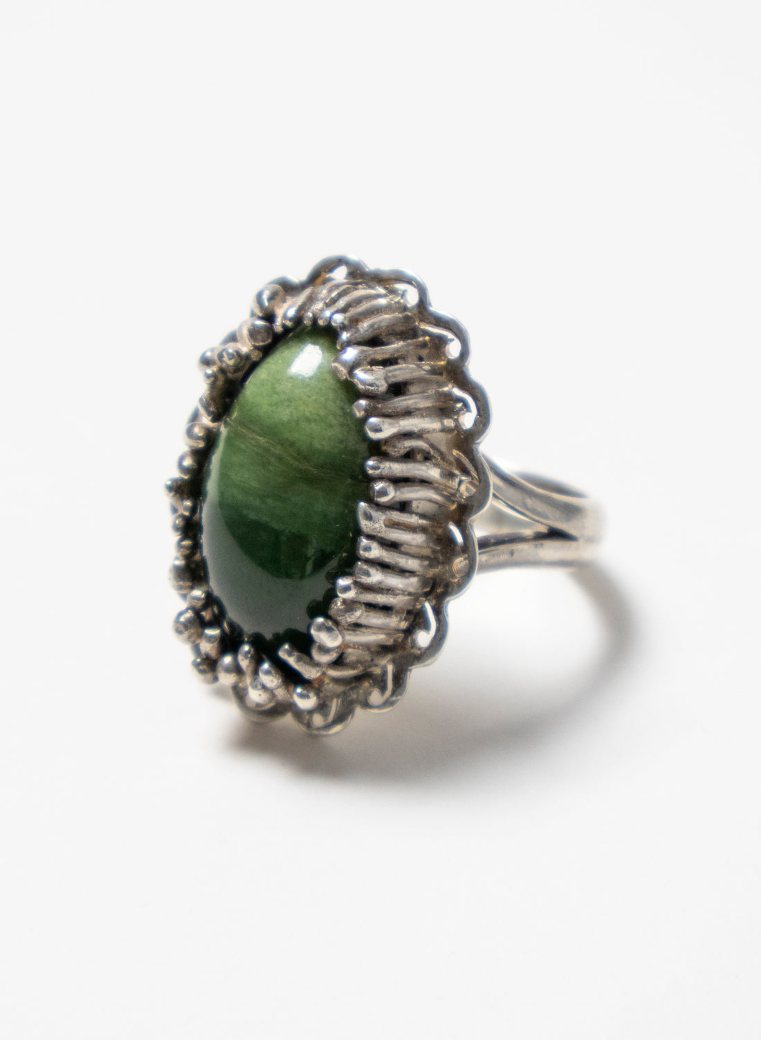 Pounamu and Silver Ring