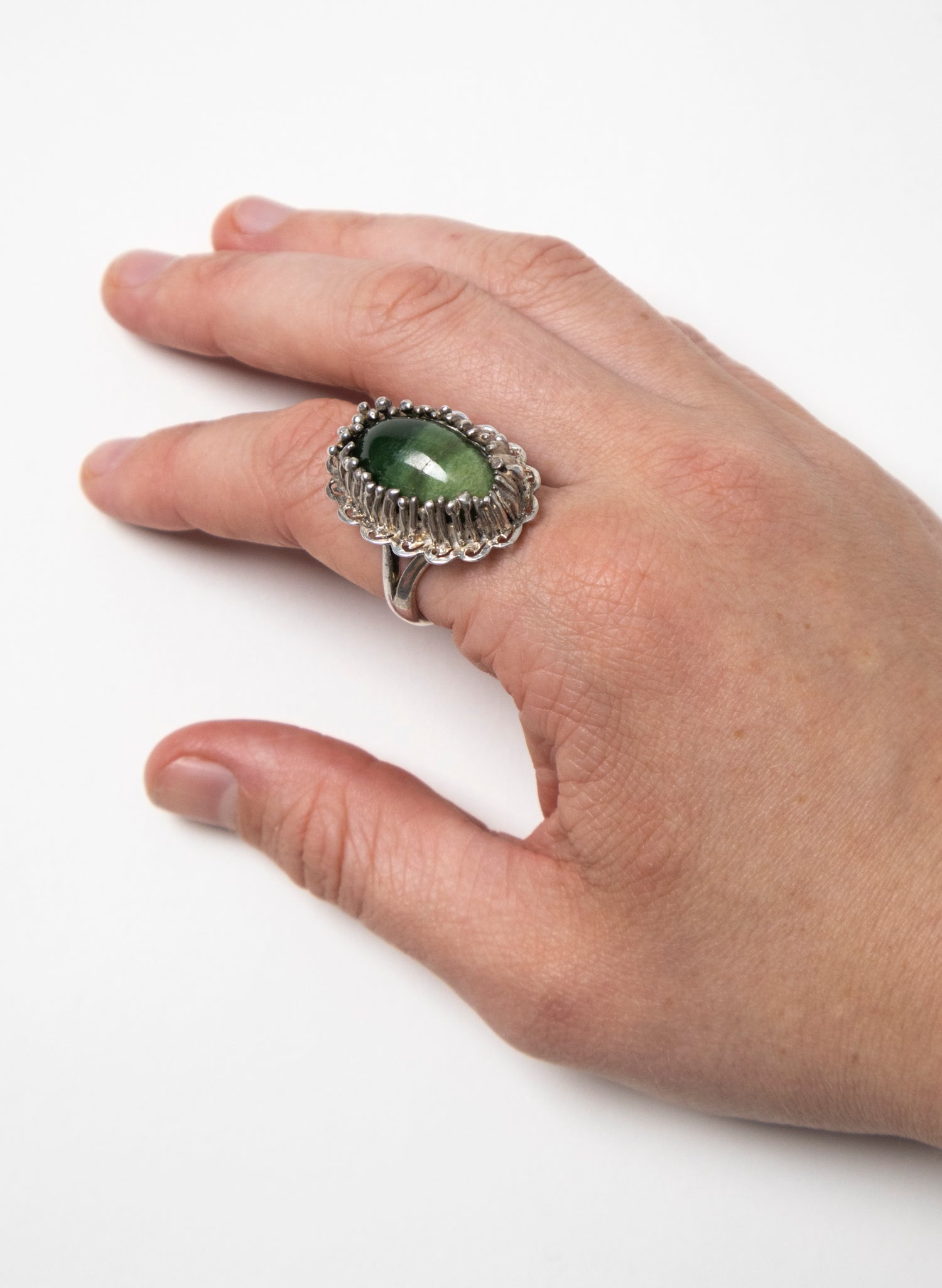 Pounamu and Silver Ring