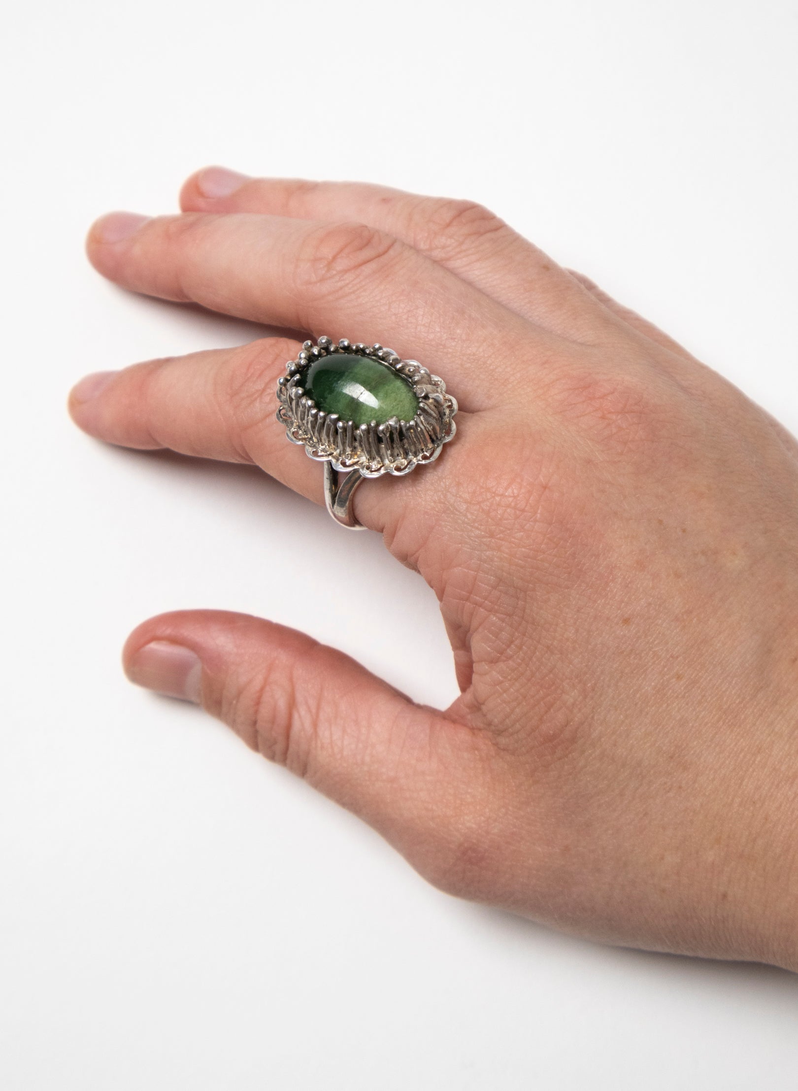 Pounamu and Silver Ring