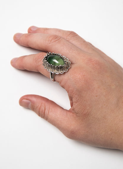 Pounamu and Silver Ring