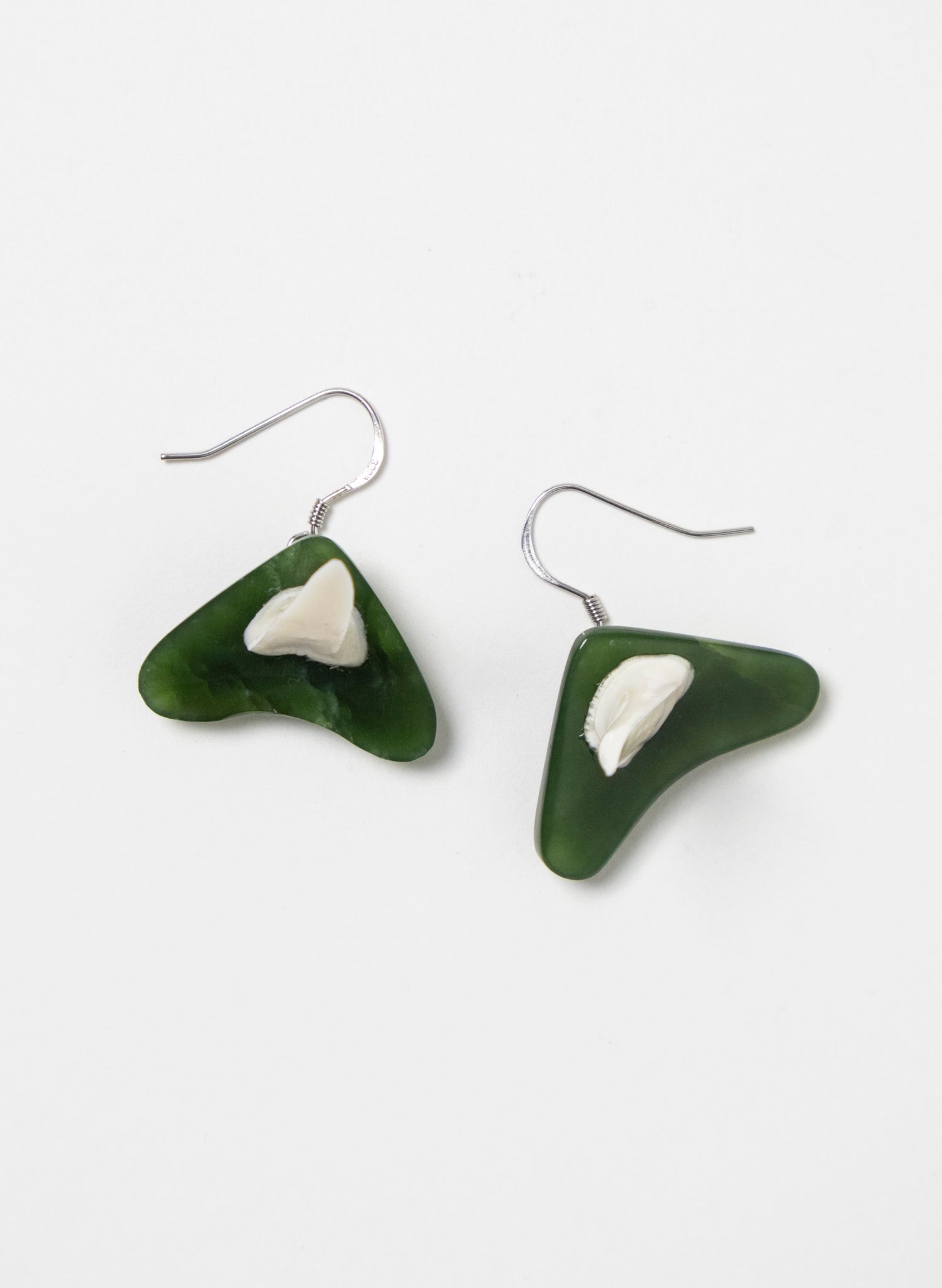 Pounamu &amp; Niho Mako Earrings
