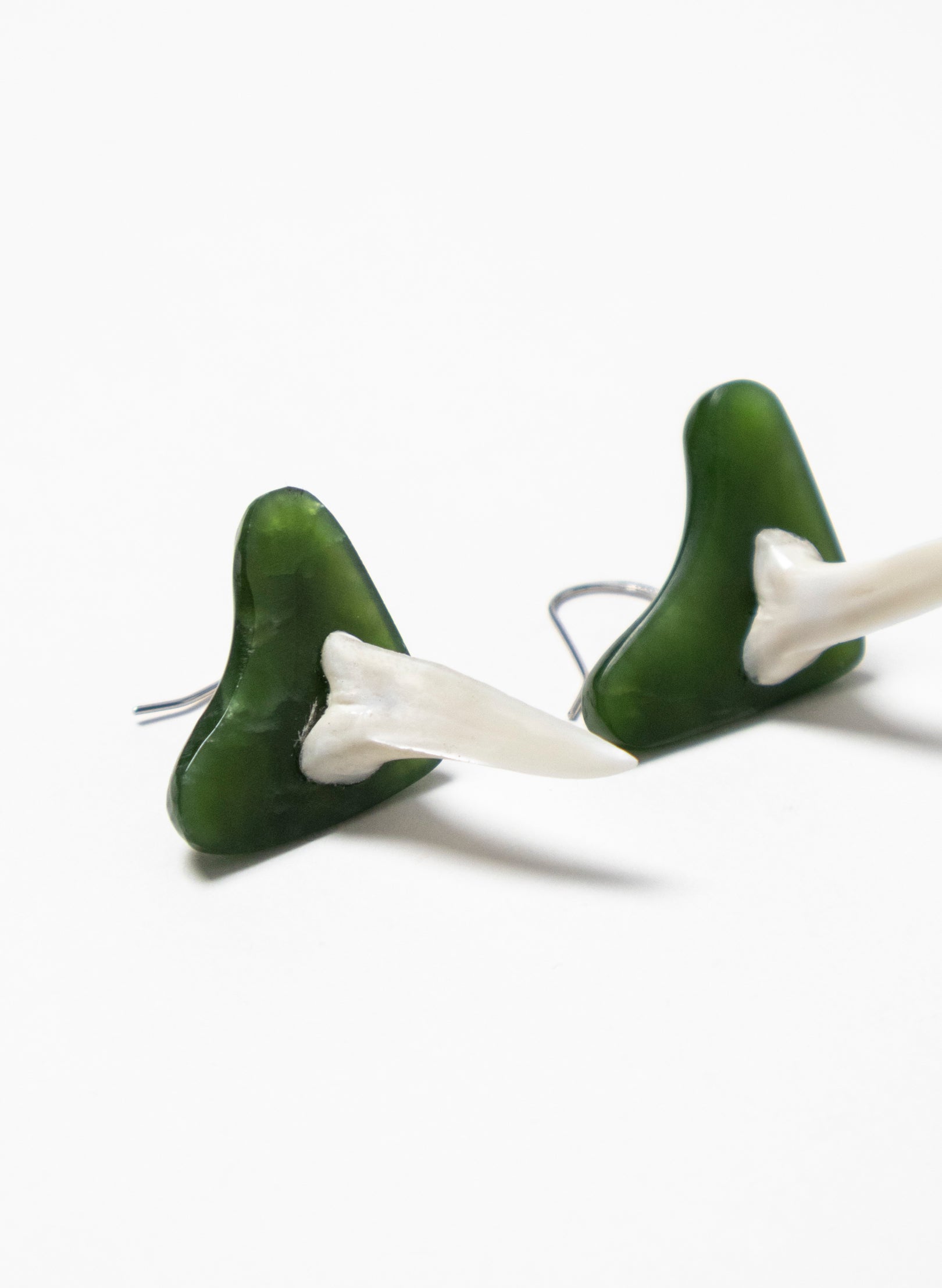 Pounamu &amp; Niho Mako Earrings