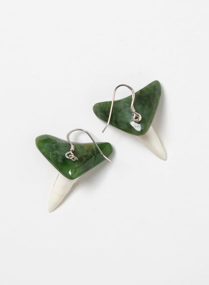 Pounamu &amp; Niho Mako Earrings