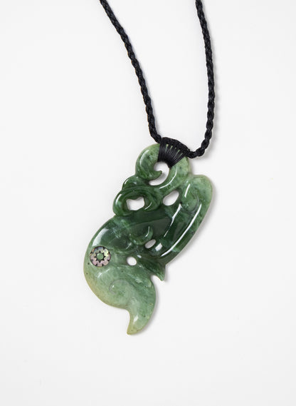 Pounamu Manaia Pendant with Paua Eyes
