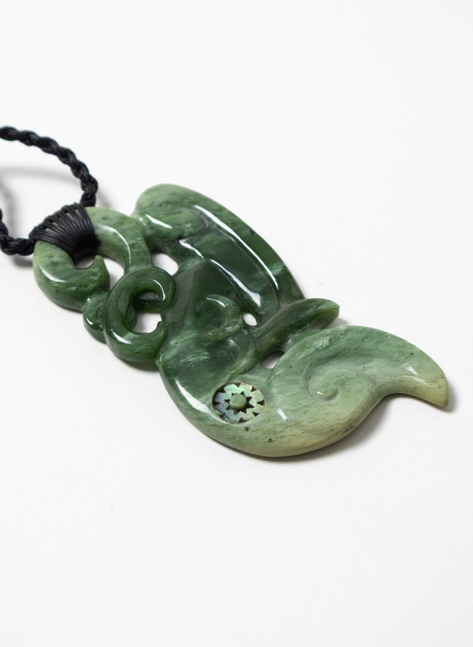 Pounamu Manaia Pendant with Paua Eyes