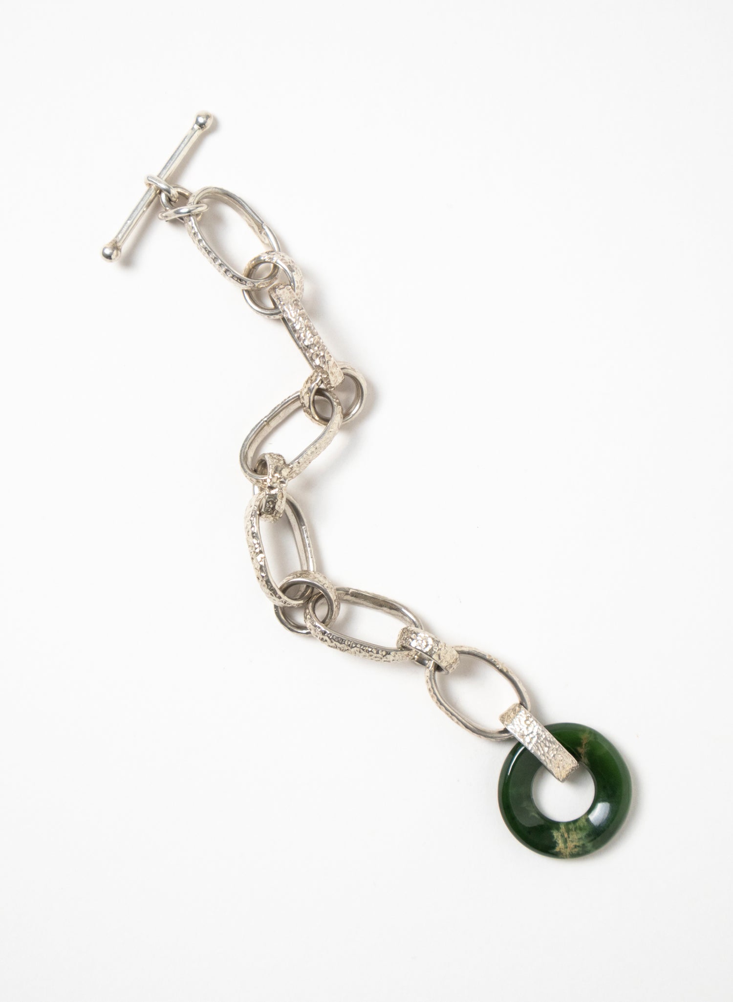 Pounamu Porowhita Disc on a Silver Chain Bracelet