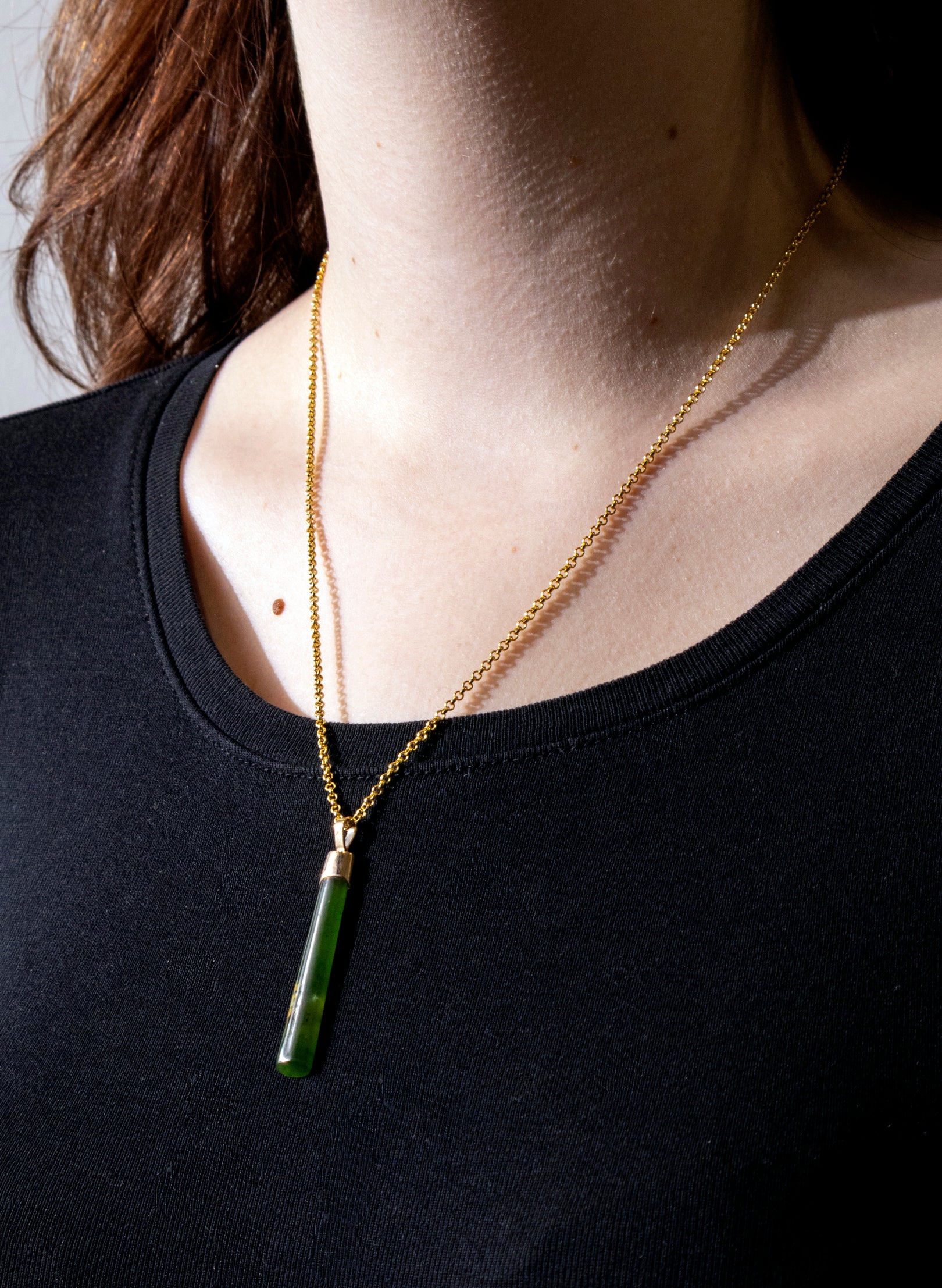 Small Pounamu Hei Toki on a Gold Chain