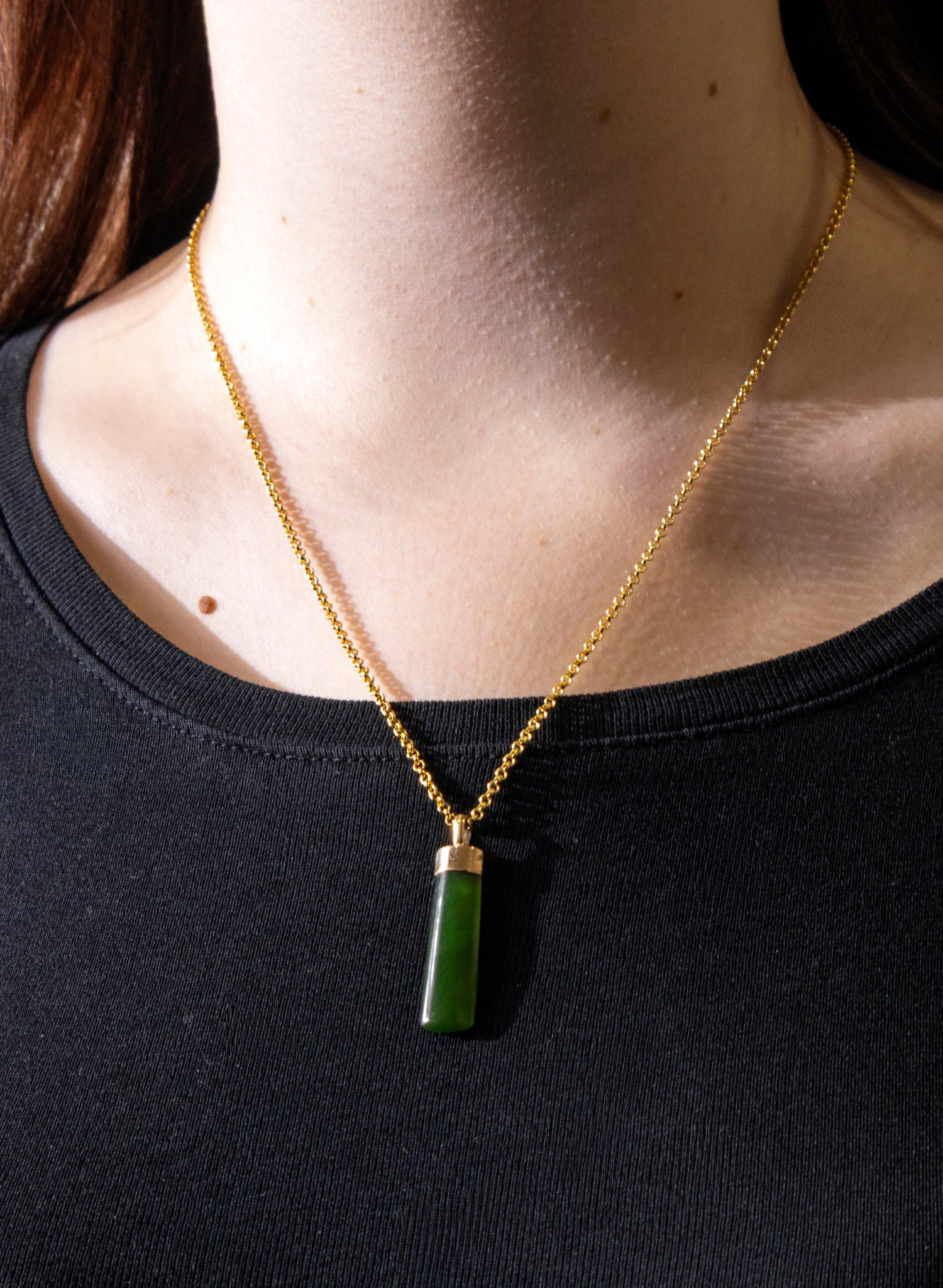 Small Pounamu Hei Toki on a Gold Chain