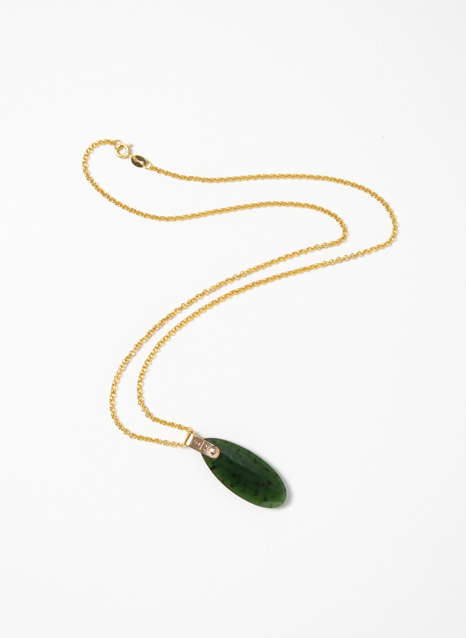 Small Pounamu Roimata on a Gold Chain