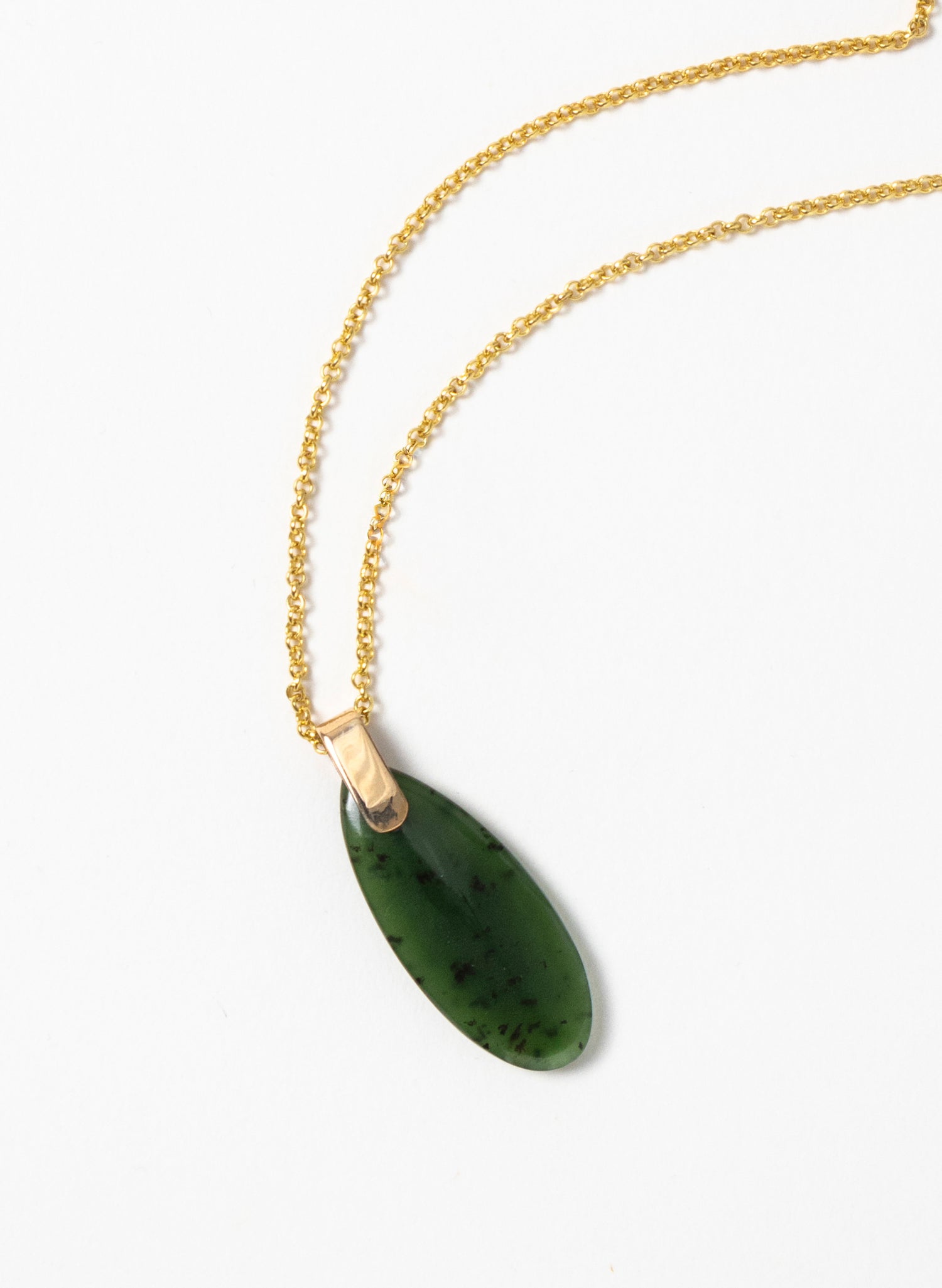 Small Pounamu Roimata on a Gold Chain