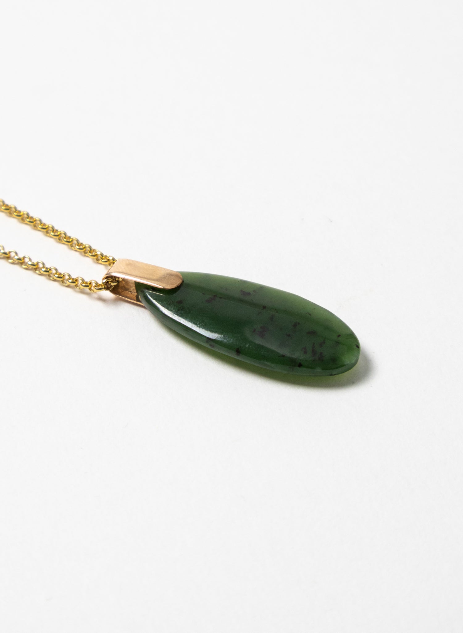 Small Pounamu Roimata on a Gold Chain