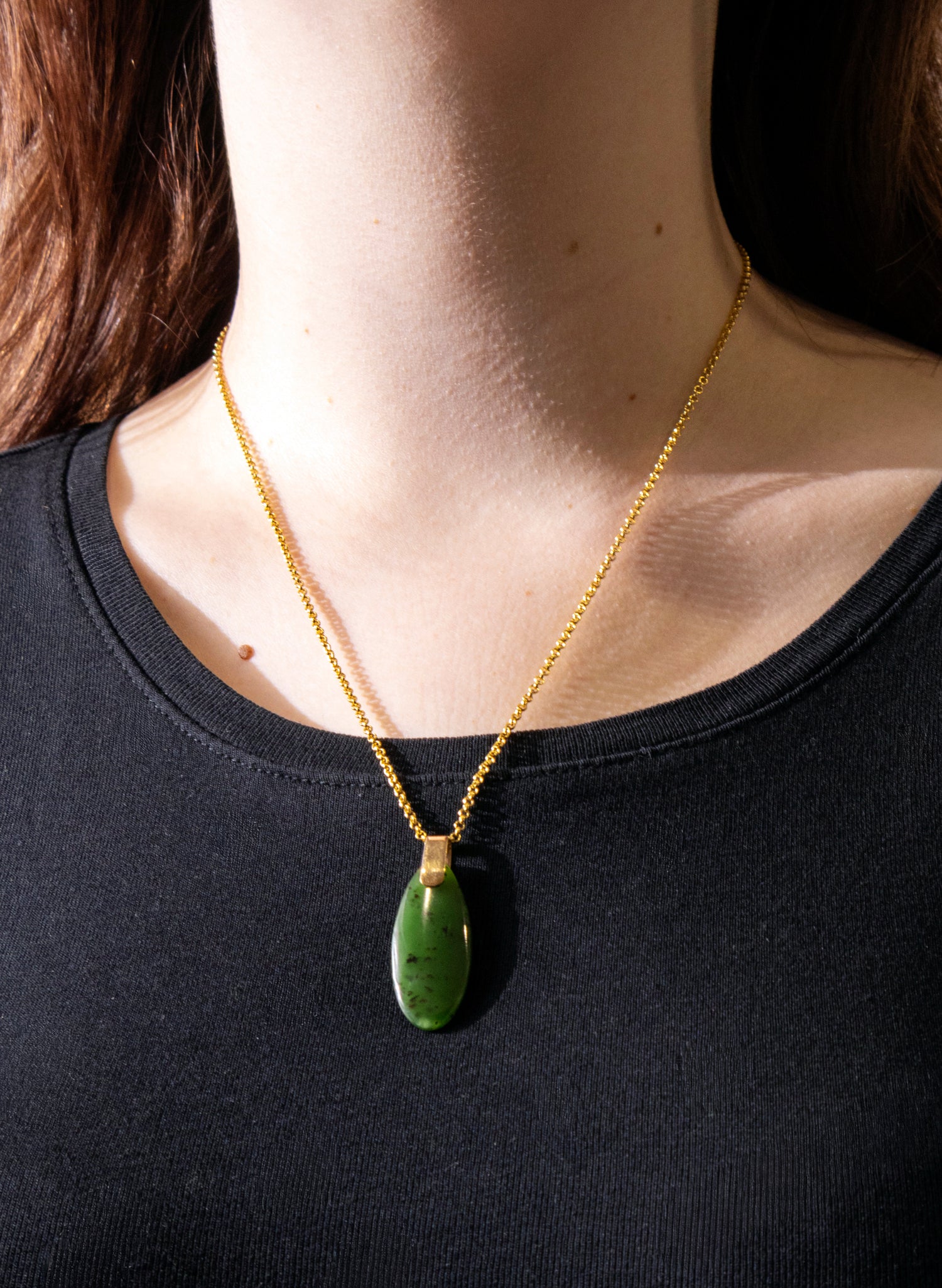 Small Pounamu Roimata on a Gold Chain