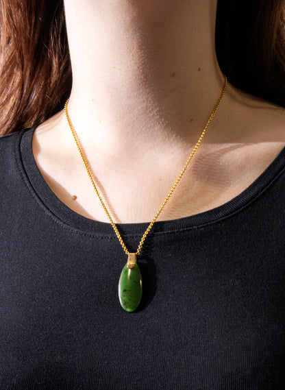 Small Pounamu Roimata on a Gold Chain