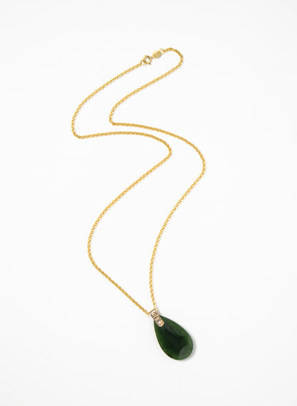 Small Pounamu Roimata on a Gold Chain