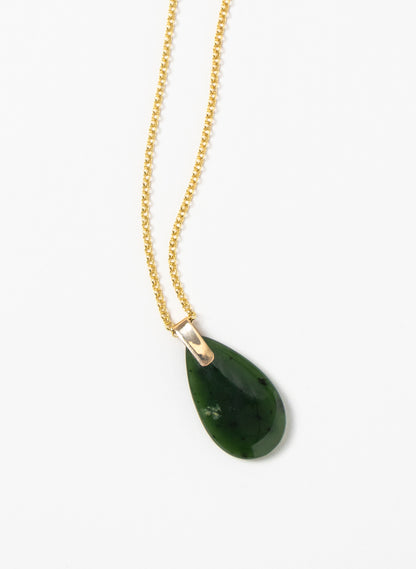 Small Pounamu Roimata on a Gold Chain