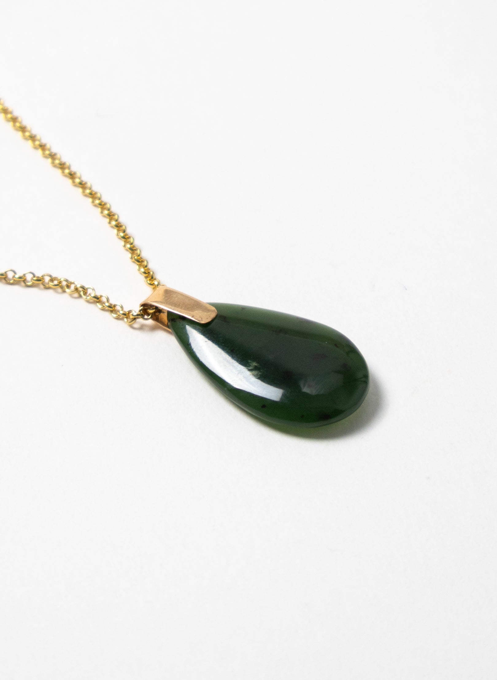 Small Pounamu Roimata on a Gold Chain