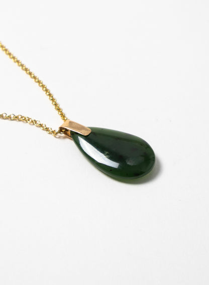 Small Pounamu Roimata on a Gold Chain