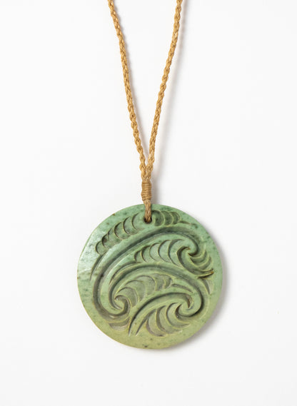 Carved Pounamu Porowhita Disc