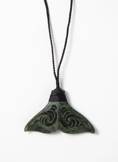 Pounamu Carved Whale Tail Pendant