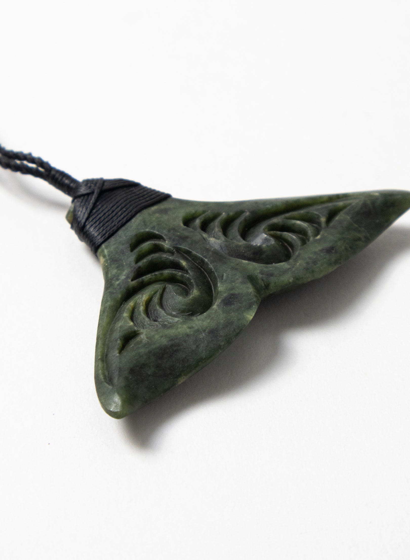 Pounamu Carved Whale Tail Pendant