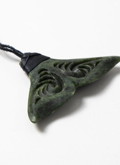 Pounamu Carved Whale Tail Pendant