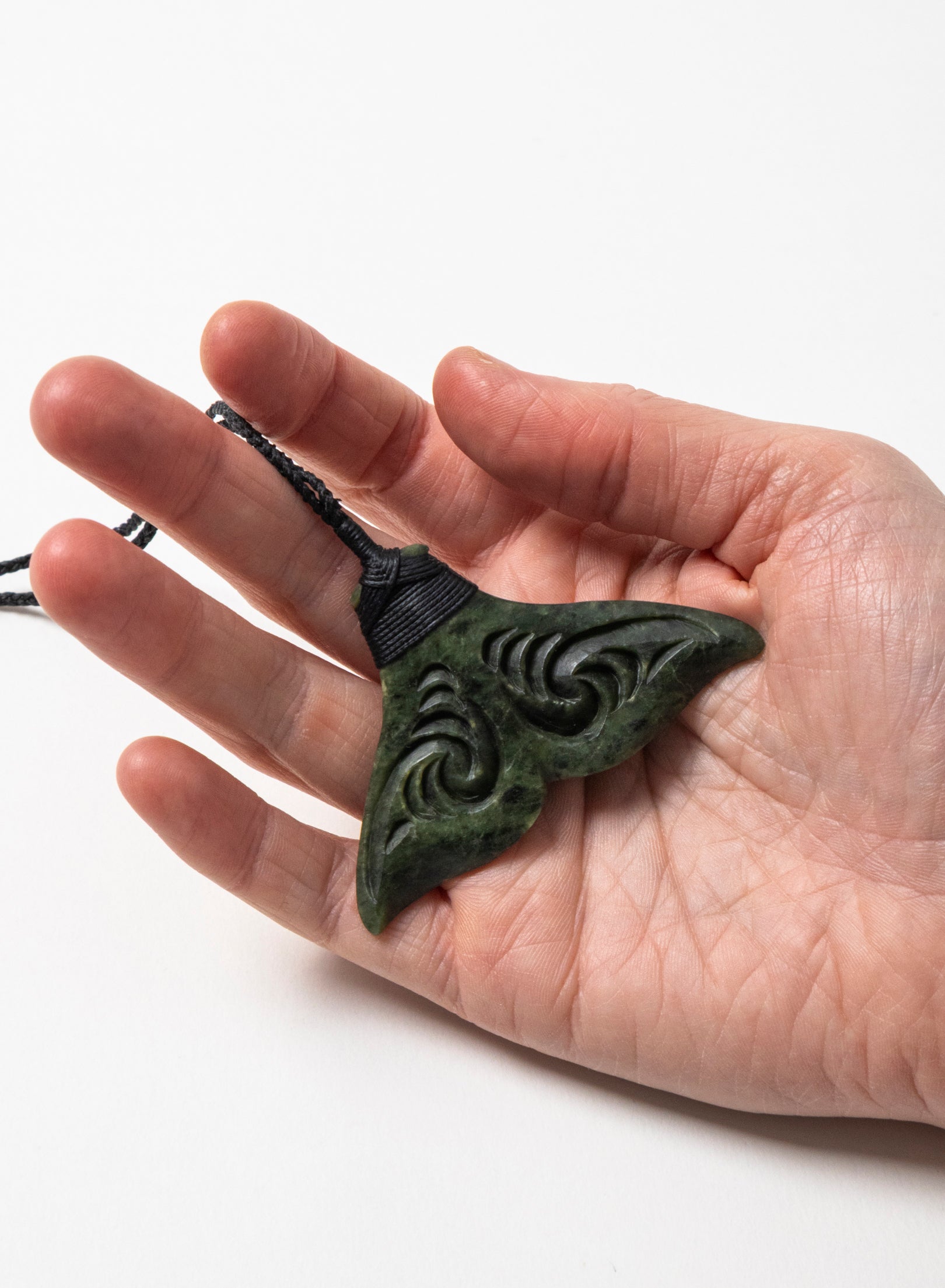 Pounamu Carved Whale Tail Pendant