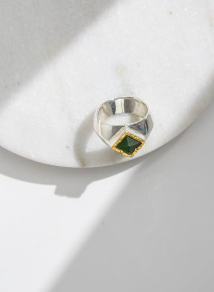 NZ Pounamu Faceted Ring