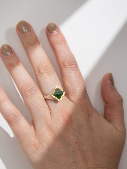 NZ Pounamu Faceted Ring