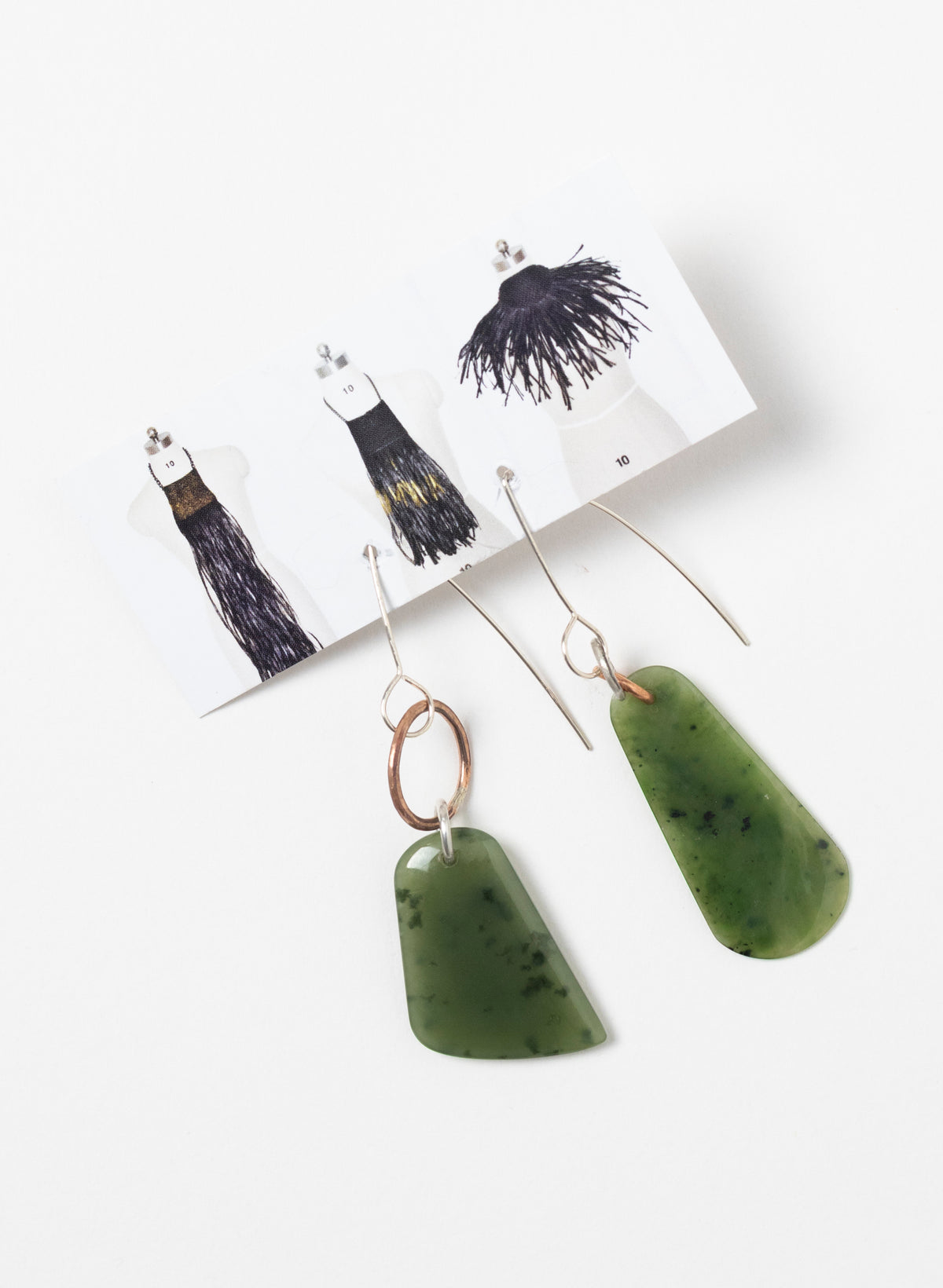Pounamu Earrings - Sterling Silver &amp; Pounamu