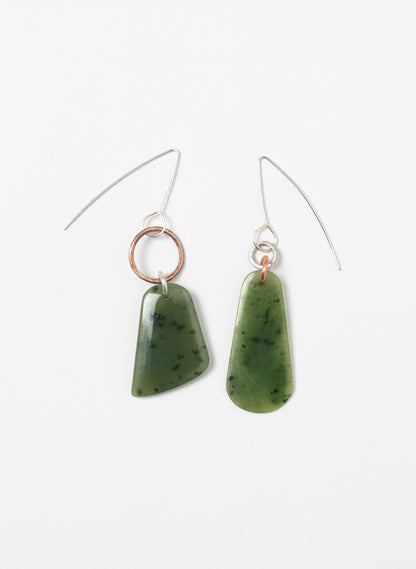 Pounamu Earrings - Sterling Silver &amp; Pounamu