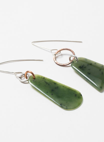 Pounamu Earrings - Sterling Silver &amp; Pounamu