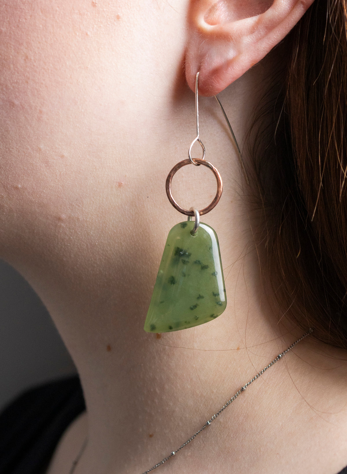 Pounamu Earrings - Sterling Silver &amp; Pounamu