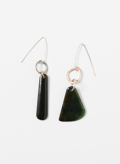 Pounamu Earrings - Sterling Silver &amp; Pounamu