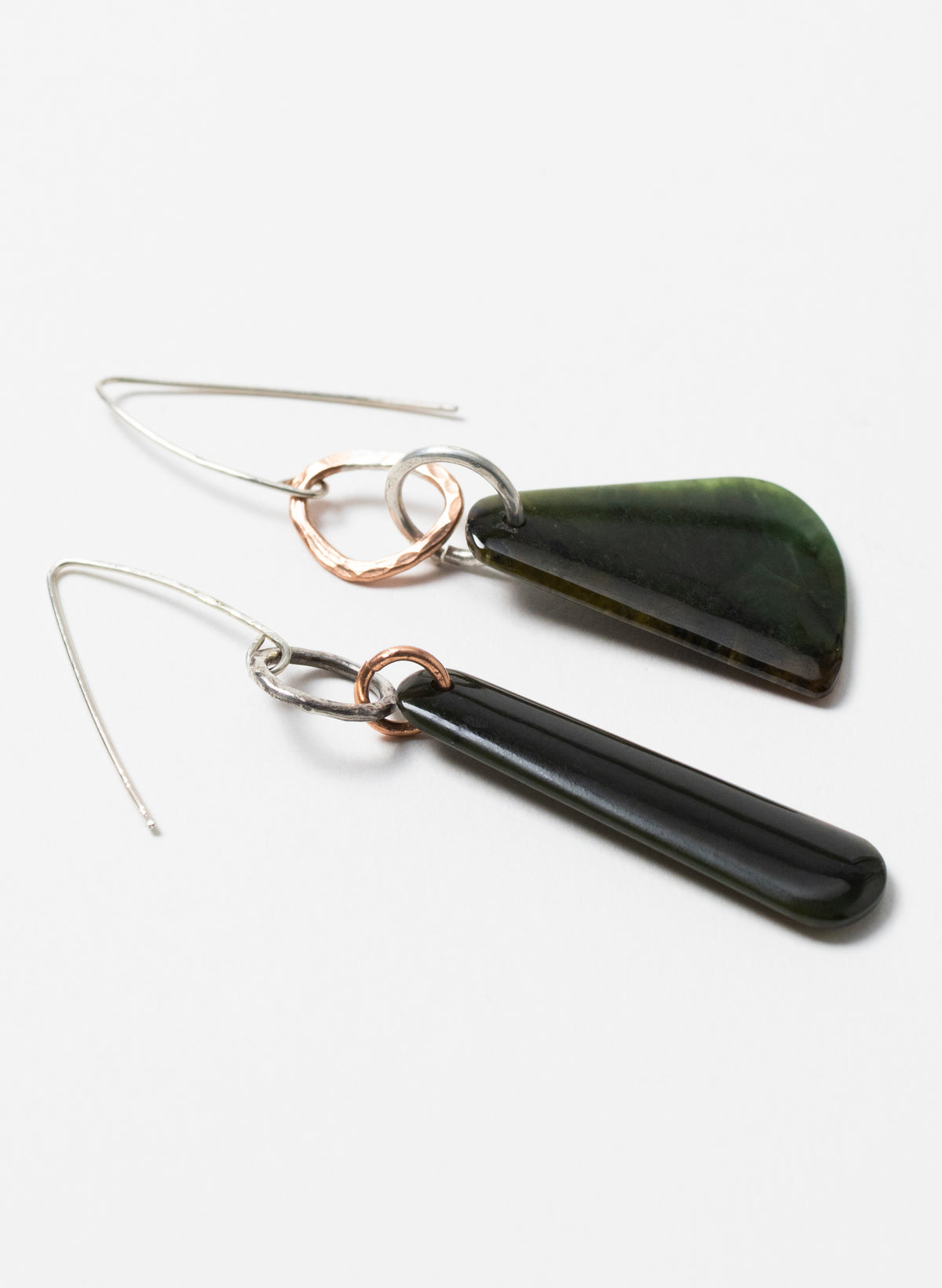 Pounamu Earrings - Sterling Silver &amp; Pounamu
