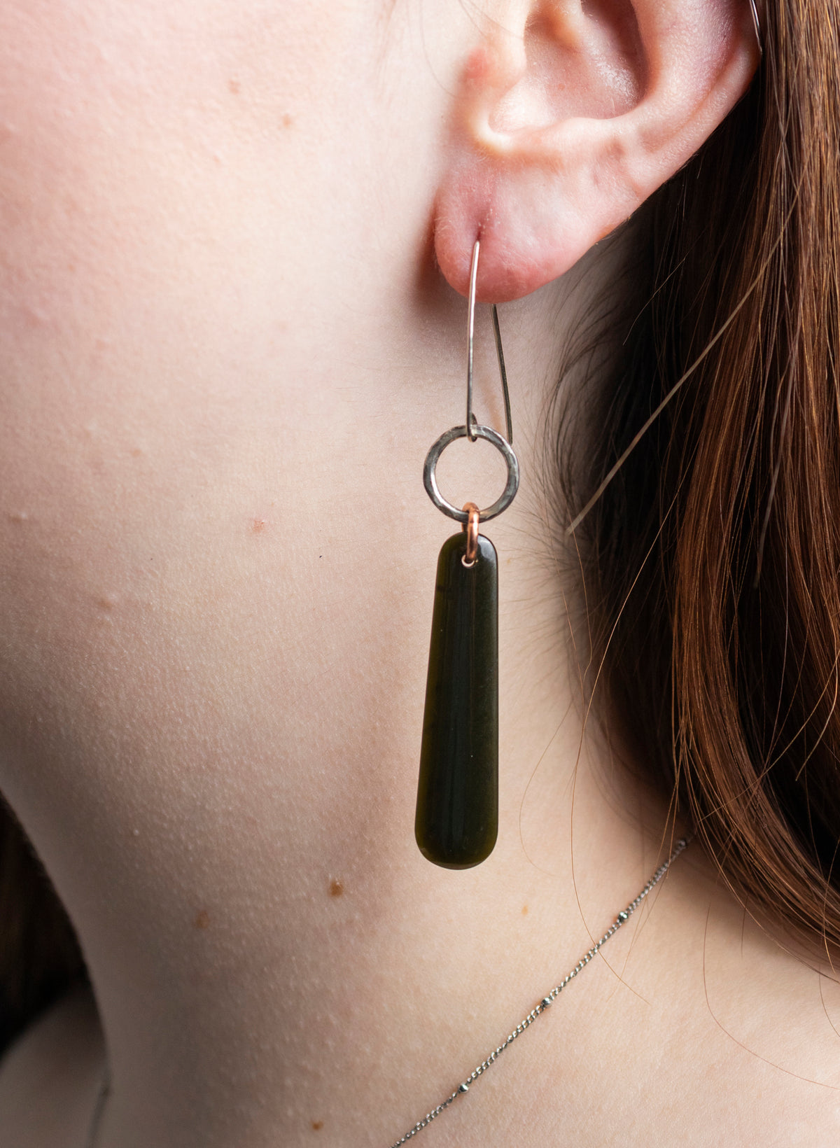 Pounamu Earrings - Sterling Silver &amp; Pounamu