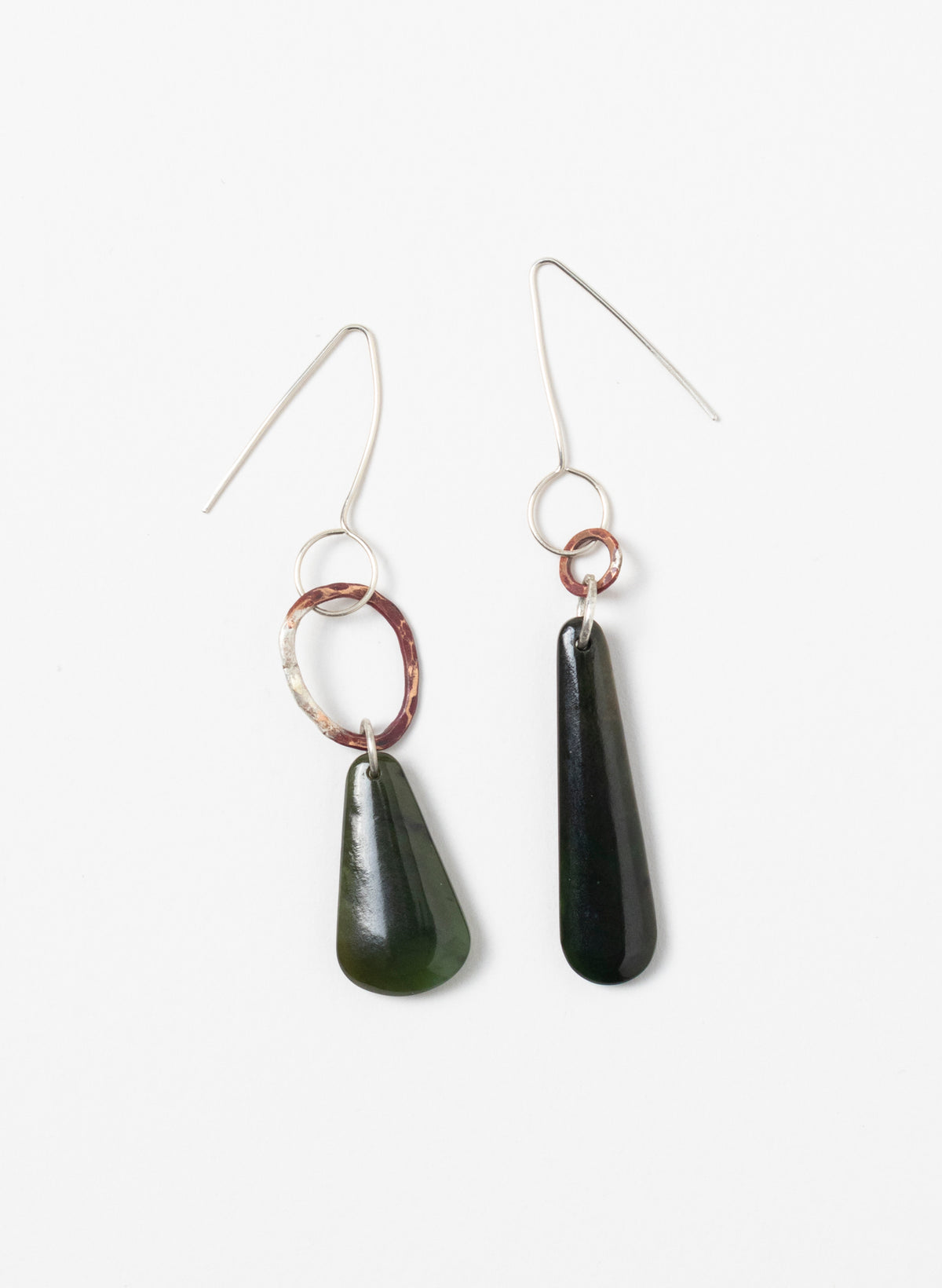 Pounamu Earrings - Sterling Silver &amp; Pounamu